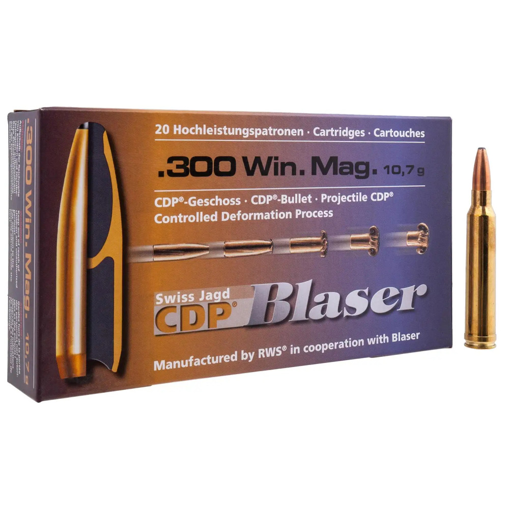 Патрон Blaser кал. 300 Win Mag пуля CDP масса 10,7 грамм/ 165 гран