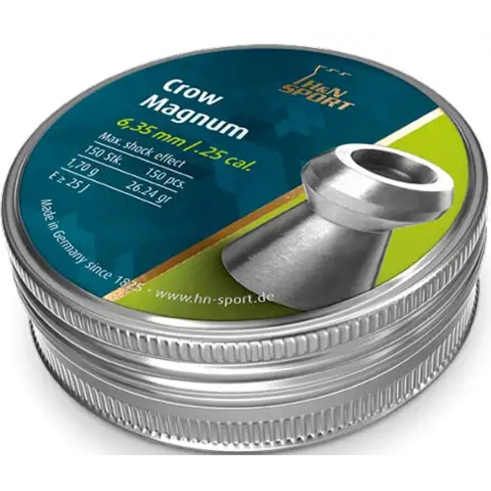 Пули пневматические H&N Crow Magnum. Кал. 6.35 мм. Вес - 1.7 г. 150 шт/уп