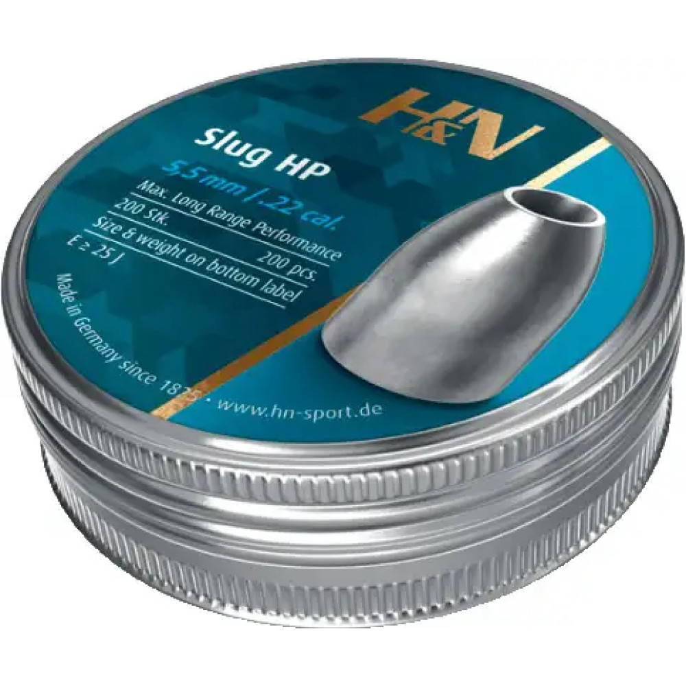 Пули пневматические H&N Slug HP кал. 5.51 мм. Вес - 1.36 грамм. 200 шт/уп