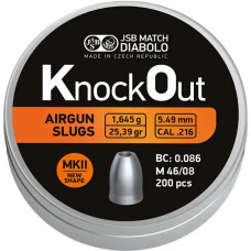 Пули пневматические JSB Diabolo KnockOut Slugs MKII. Кал. 5.49 мм. Вес - 1,645 г. 200 шт/уп