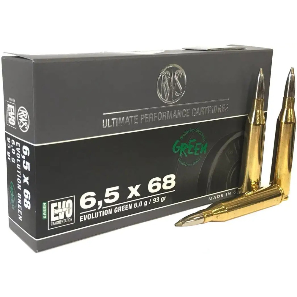 Патрон RWS кал. 6,5х68 куля EVO Green маса 6 г/92 гран