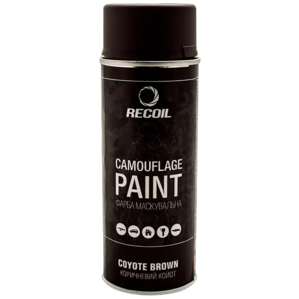Фарба маскувальна аерозольна RecOil. Колір - коричневий койот. Об’єм - 400 мл