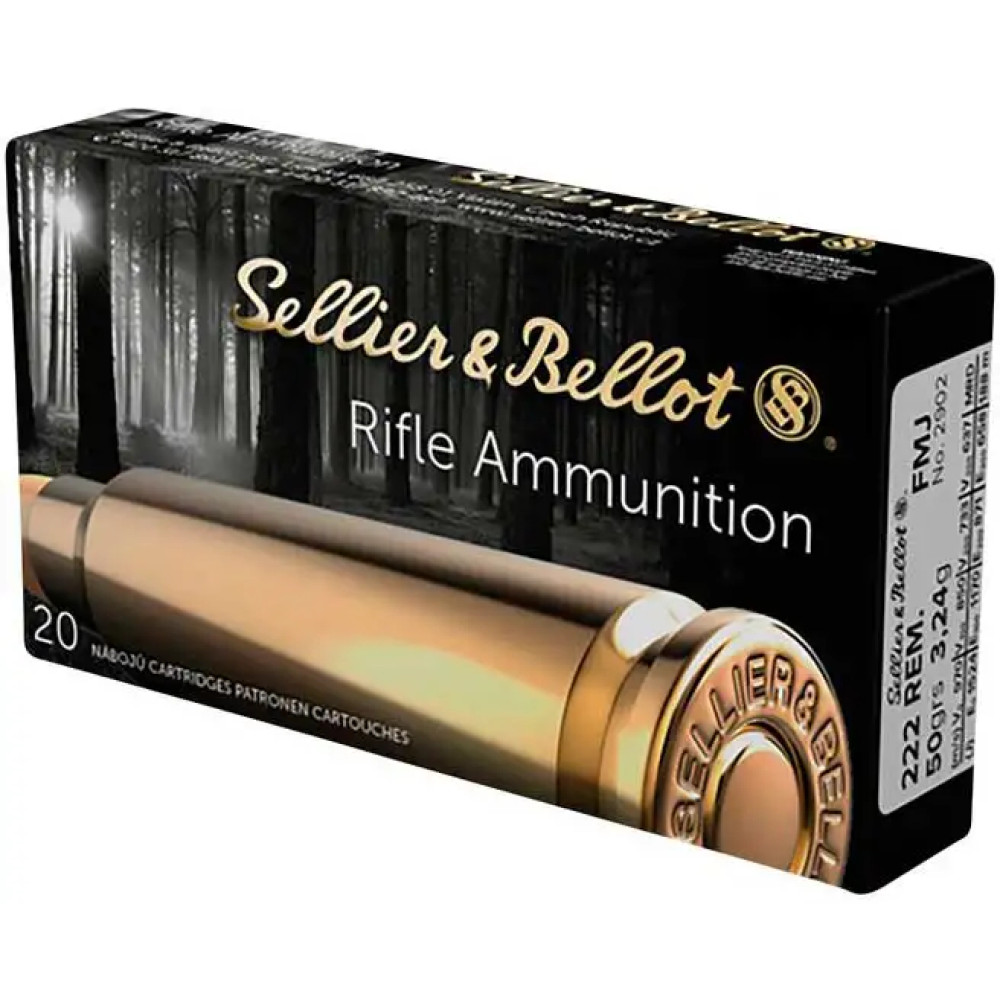 Патрон Sellier & Bellot кал. 222 Rem куля FMJ маса 3,24 г/ 50 гр